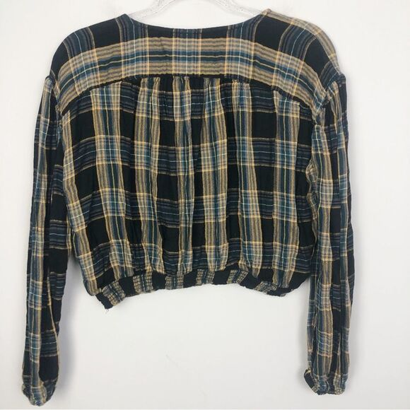 FREE PEOPLE | It’s The Good Life Cropped Plaid Flannel Top Women’s Size Small - Picture 11 of 14